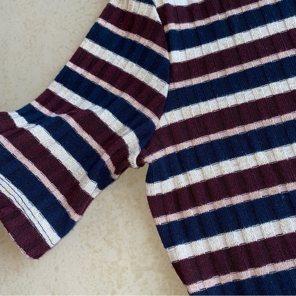 Dorothy Perkins Navy White Burgundy Pink shimmer stripe stretch dress - Picture 8 of 8